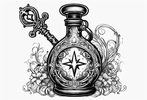 Kingdom hearts key blade in a potion bottle tattoo idea