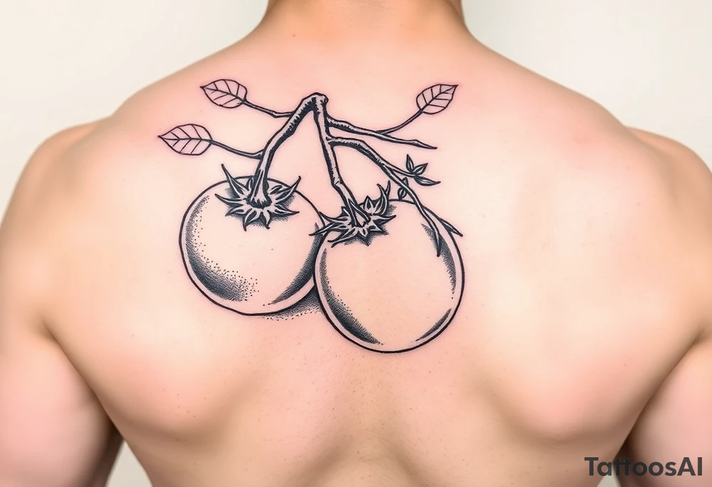 Ripe tomatoes on a vine tattoo idea