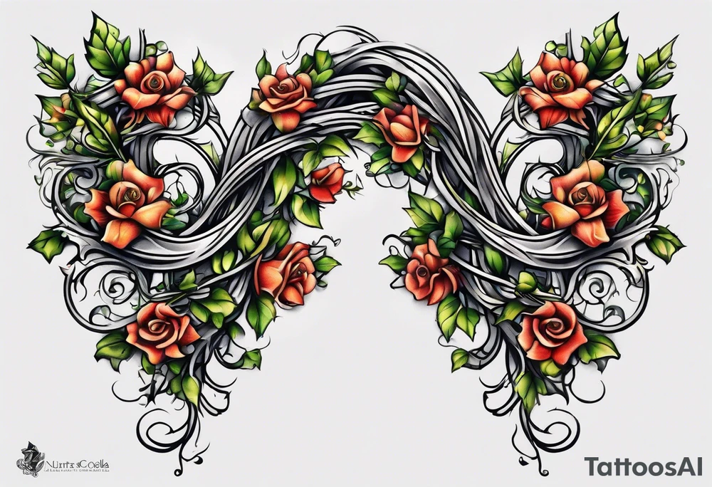 two thorn vines wrapping around arm tattoo idea