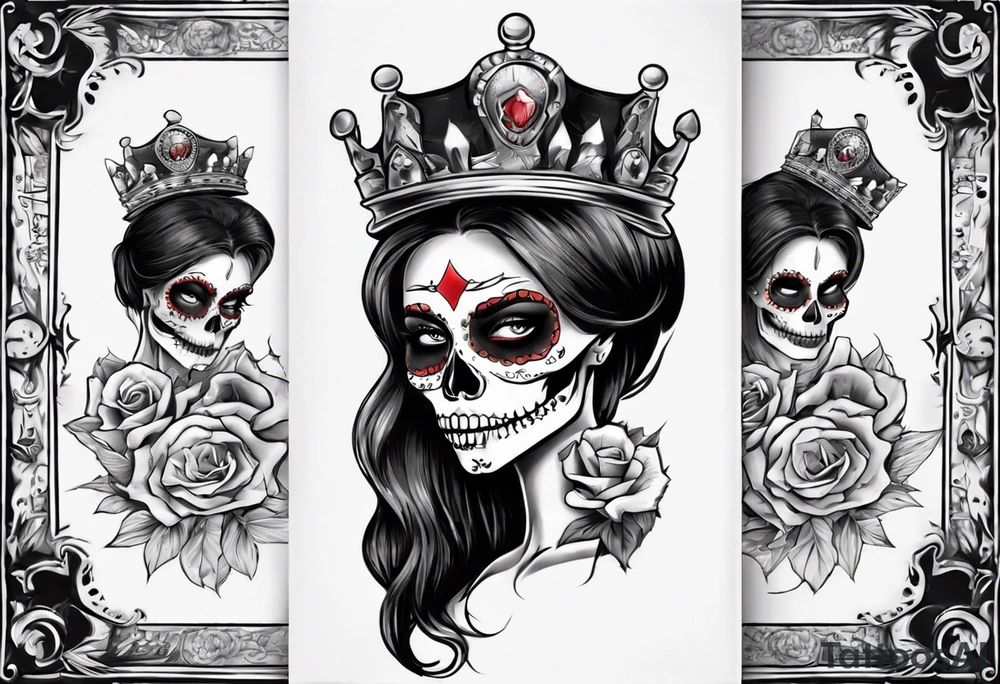 santa la muerta with money and crown
on the card tattoo idea