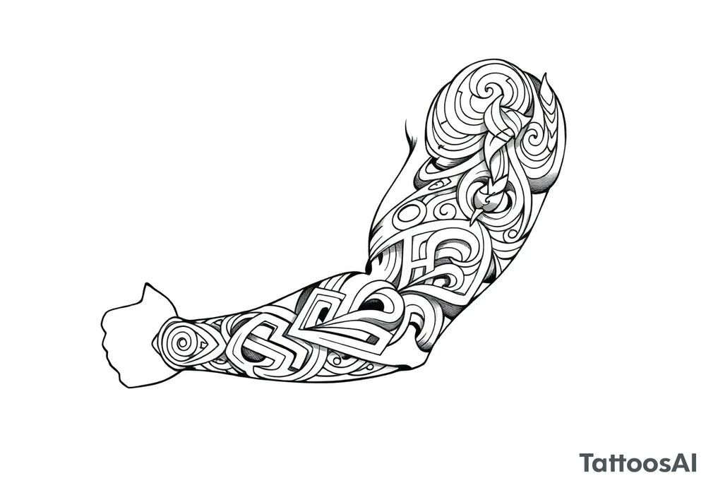 Maori style Celtic tribal sleeve tattoo idea