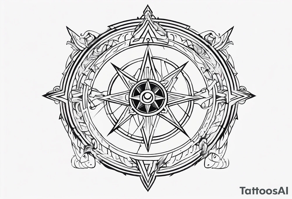 the viking compass with heart of hunger tattoo idea