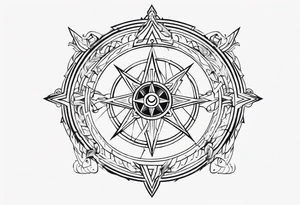 the viking compass with heart of hunger tattoo idea