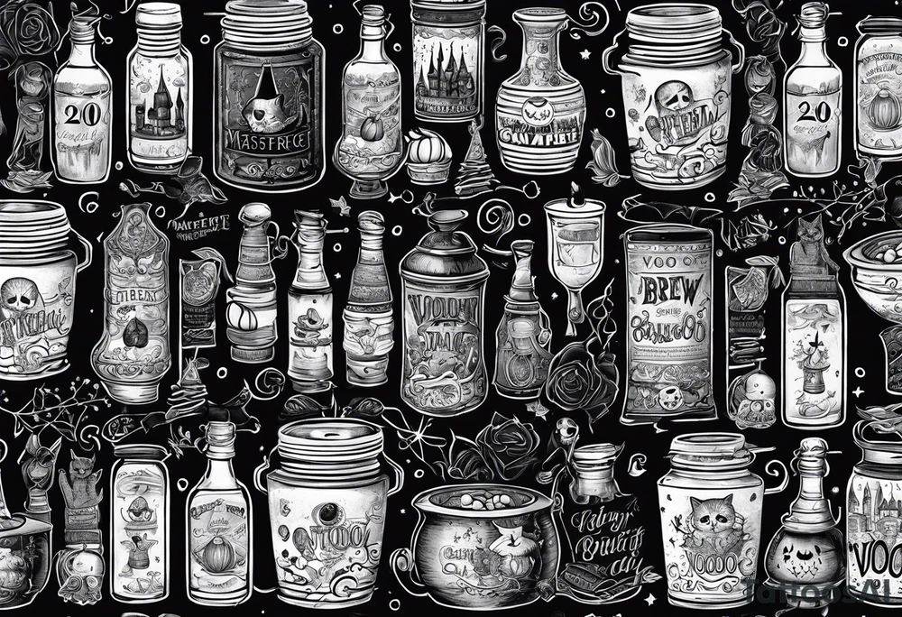 Trick or treat, 20 oz tumbler banner design, candy, minimalist, potions, brew, broom, spellbound, voodoo, cat tattoo idea