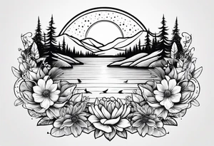 Lake inside flowers tattoo idea
