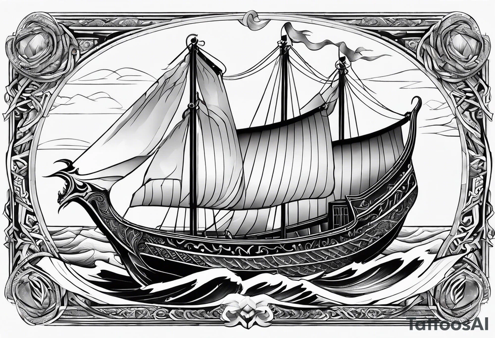 Valhalla viking boat dragon tattoo idea