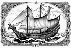 Valhalla viking boat dragon tattoo idea