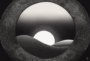 an open Ensō circle, without the "pointers", just the brush circle - representing how light and darkness go togetger tattoo idea
