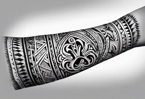 Polynesian tribal forearm tattoo idea