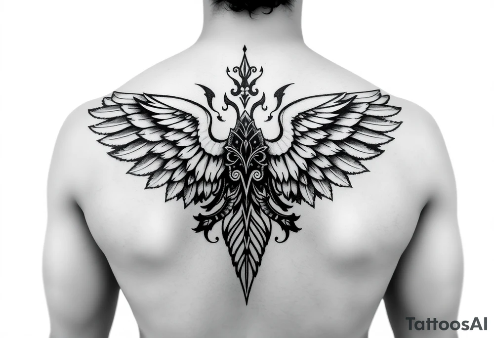 i want a back tattoo with separately them but on one back :

- Fortis Fortuna Adiuvat
- Polynesian tattoo
- a winged tattoo tattoo idea