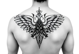 i want a back tattoo with separately them but on one back :

- Fortis Fortuna Adiuvat
- Polynesian tattoo
- a winged tattoo tattoo idea