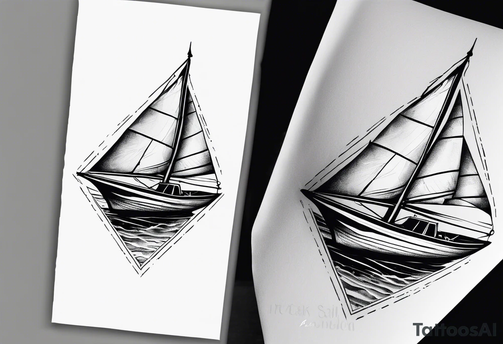 Torn sail on small sailboat tattoo idea