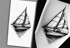 Torn sail on small sailboat tattoo idea