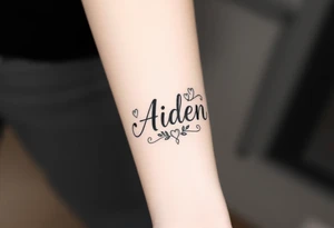 The name Aiden with a love theme
 around it for the forearm tattoo idea
