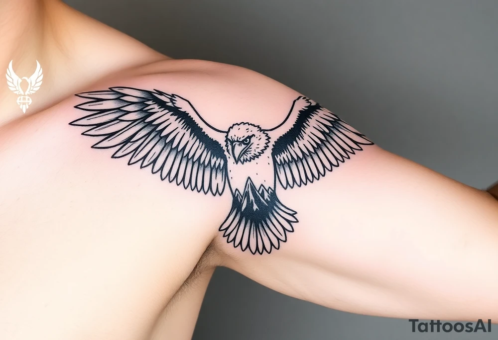 majestic eagle spreading wings against mountain peaks tattoo idea majestic eagle spreading wings against mountain peaks tattoo idea