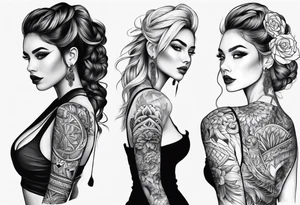 modern trible sketch on arm for girl tattoo idea