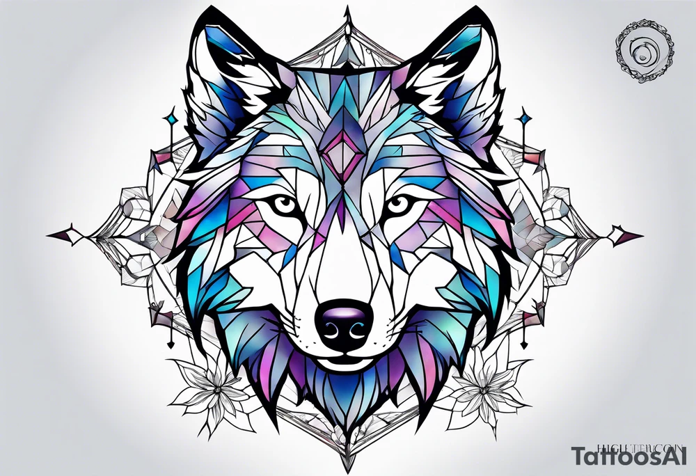 Constellation, animal wolf snow , géométric , flower tattoo idea