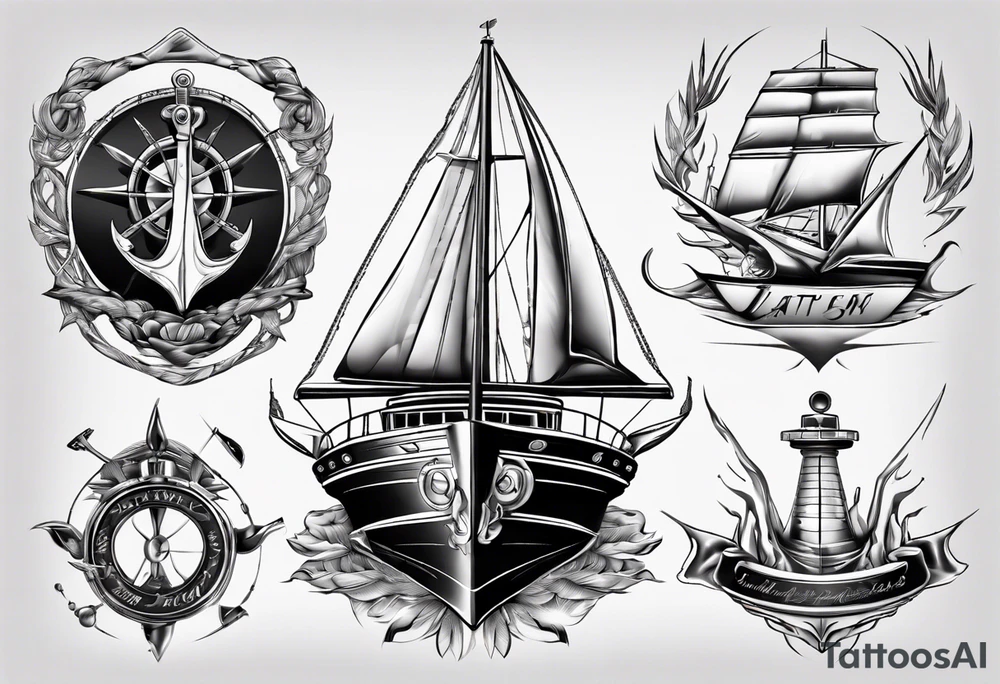 luxury yacht tattoo idea