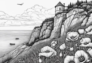 Poppy growing on cliff tattoo idea