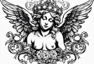 Flying Cherub renaissance style tattoo idea