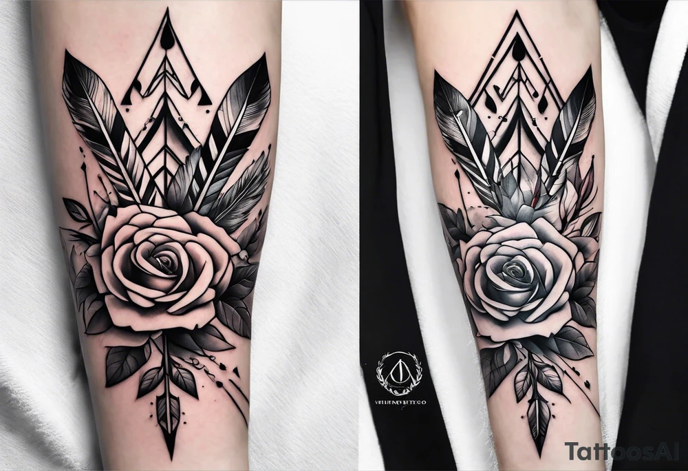 five Indian arrows going through a single rose on a forearm tattoo idea five Indian arrows going through a single rose on a forearm tattoo idea
