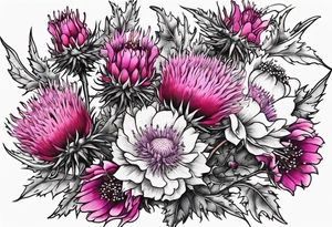 Thistles and cherry blossoms rapping around each other tattoo idea