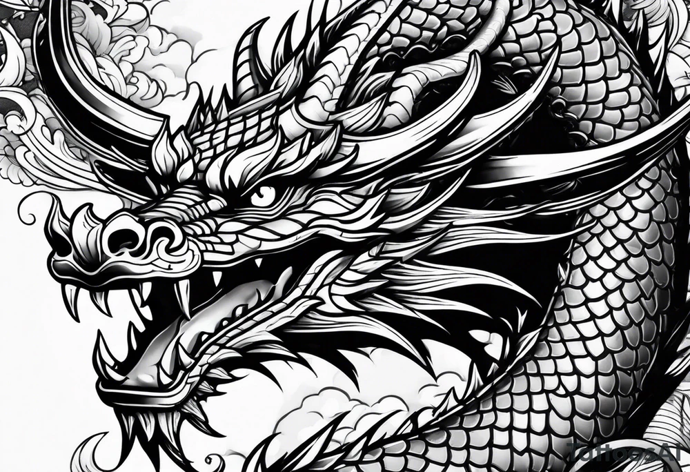 dragon irezumi arm sleeve tattoo idea