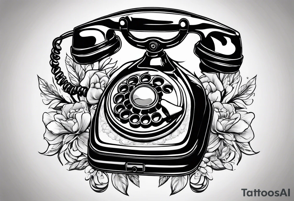 vintage theme phone tattoo idea