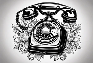 vintage theme phone tattoo idea