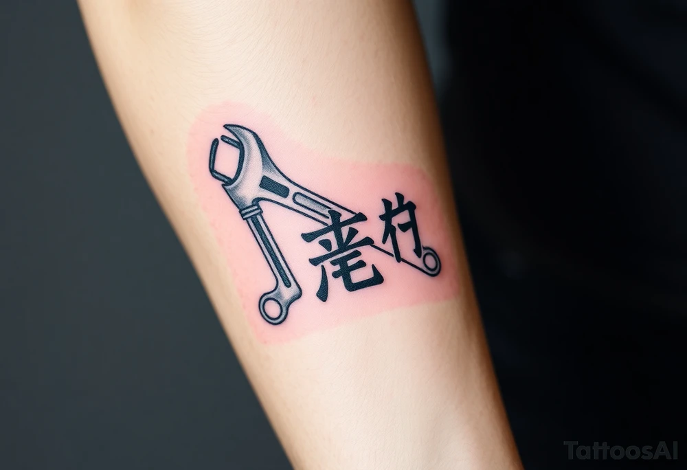Straight Pipe Wrenches and kanji tattoo idea