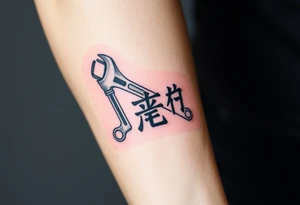 Straight Pipe Wrenches and kanji tattoo idea