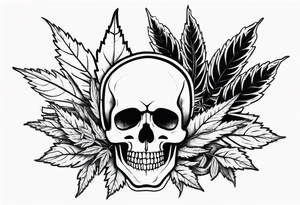 Skull with marijuana leaves coming out of it tattoo idea