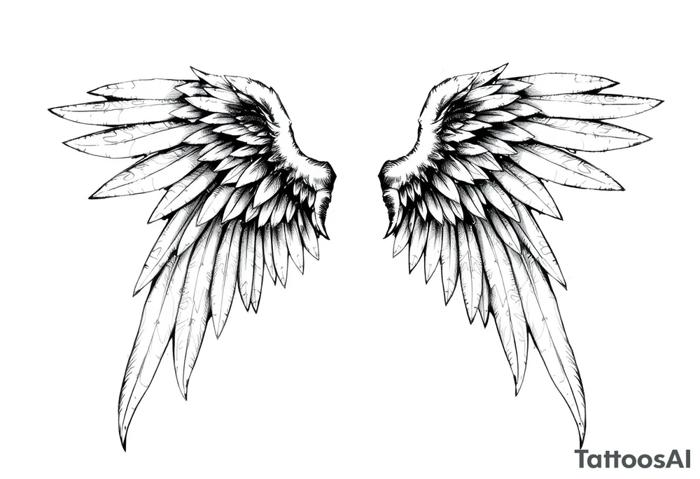 Long Angelwings tattoo idea