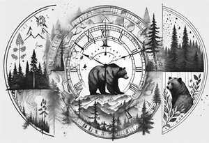 Full sholder, Nordic, forest, time, presence, bear tattoo idea