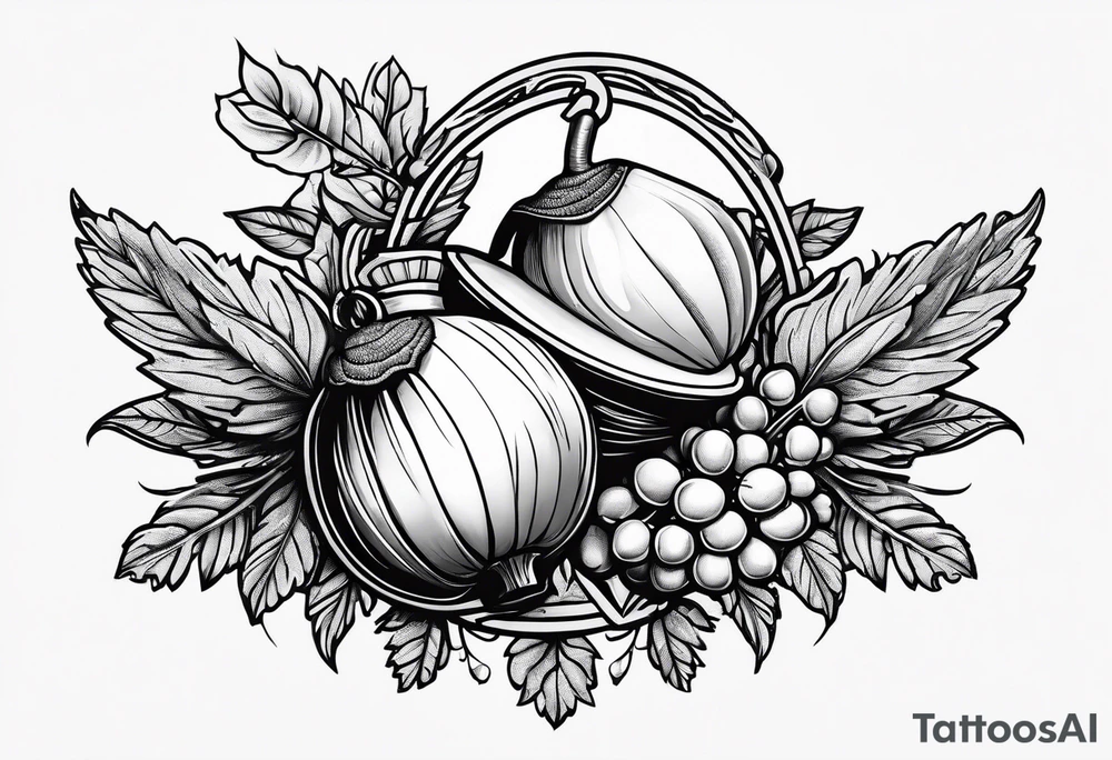 Acorn being carried by angel tattoo idea