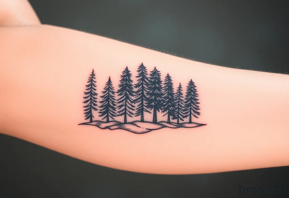 Coniferous forest forearm tattoo sleeve tattoo idea