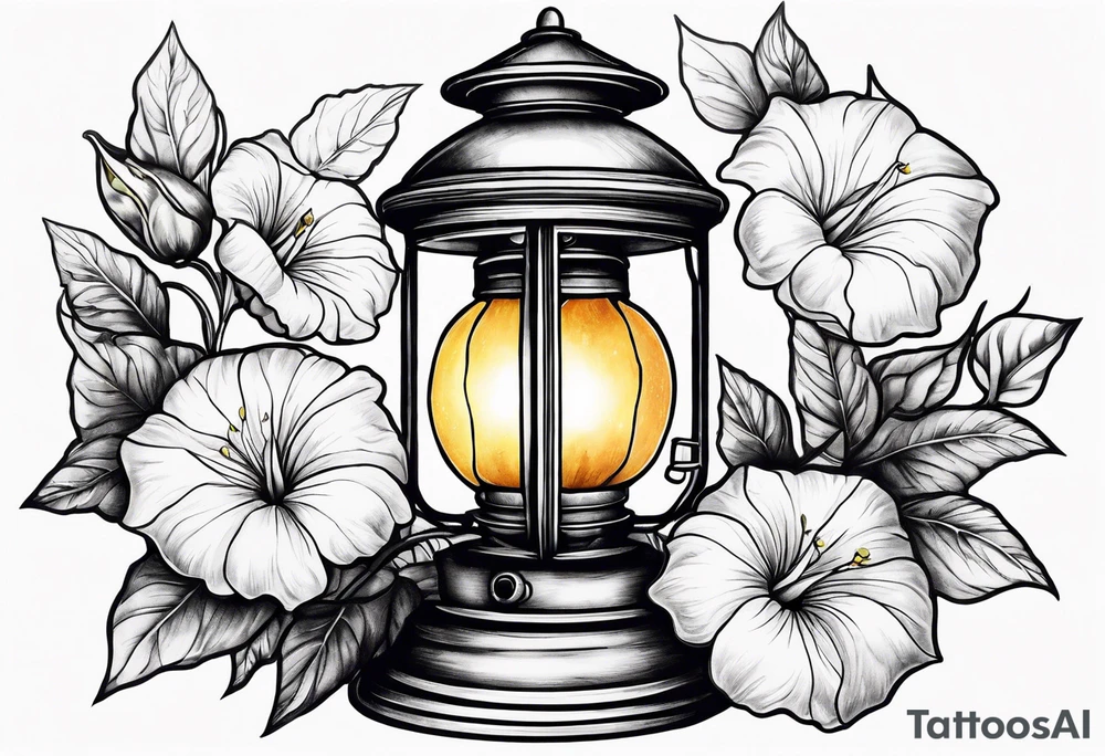 Lantern with Morning Glories tattoo idea