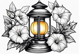 Lantern with Morning Glories tattoo idea