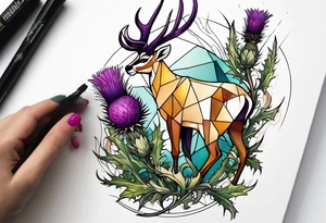 Springbok and scottish thistle tattoo idea
