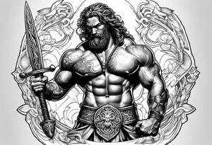 Hercules holding swords tattoo idea