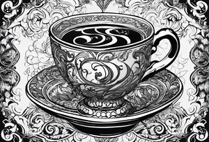 A cup of music in the morning. The tea, inside the cup, is made by music tattoo idea