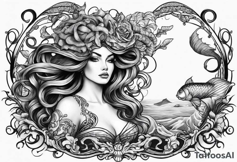 Medusa and mermaid tattoo idea