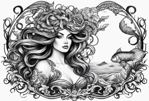 Medusa and mermaid tattoo idea