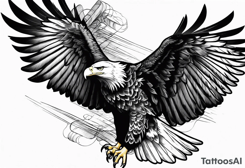eagle in flight holding a Fasces tattoo idea