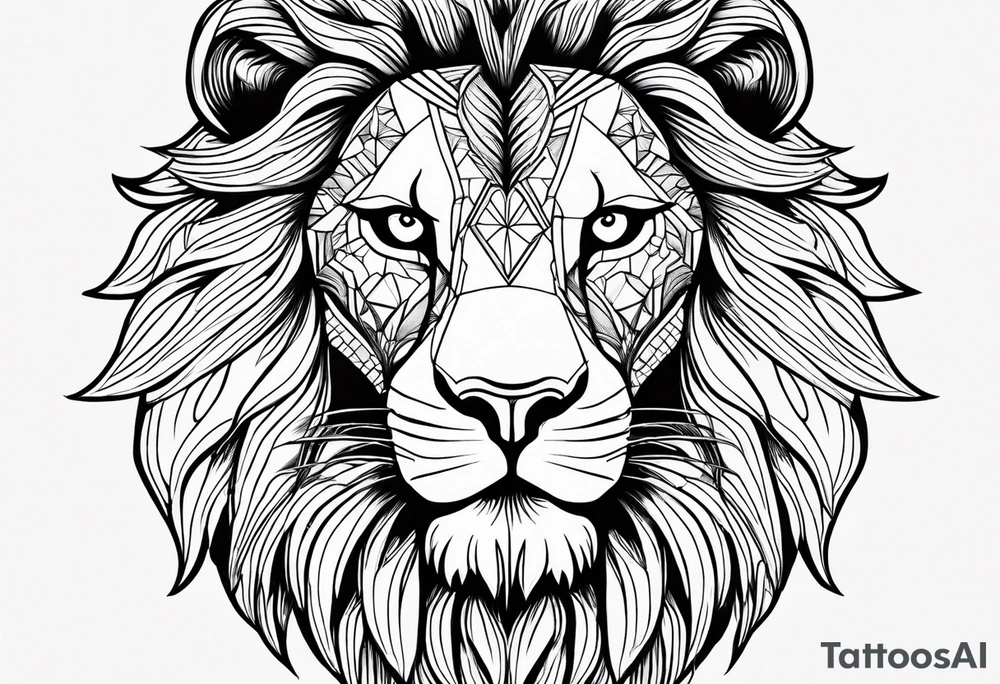 powerful majestic lion, close-up tattoo idea
