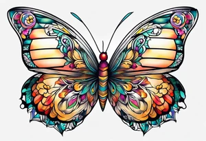 Half butterfly half flower tattoo idea