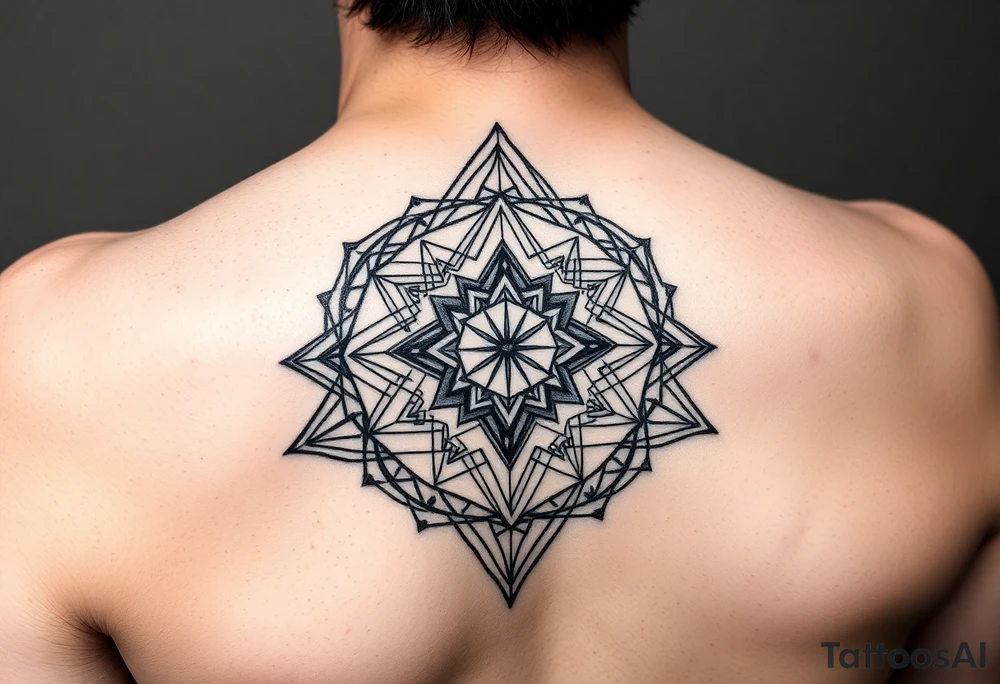 Make me a feminine sacred geometry piece the gift of feeling of feminine divine make the peace truly bold and three dimensional make it pop out and dynamic you truly unique make the image not on skin but as a drawn image that goes on the shoulder and covers the arm down to the elbow tattoo idea