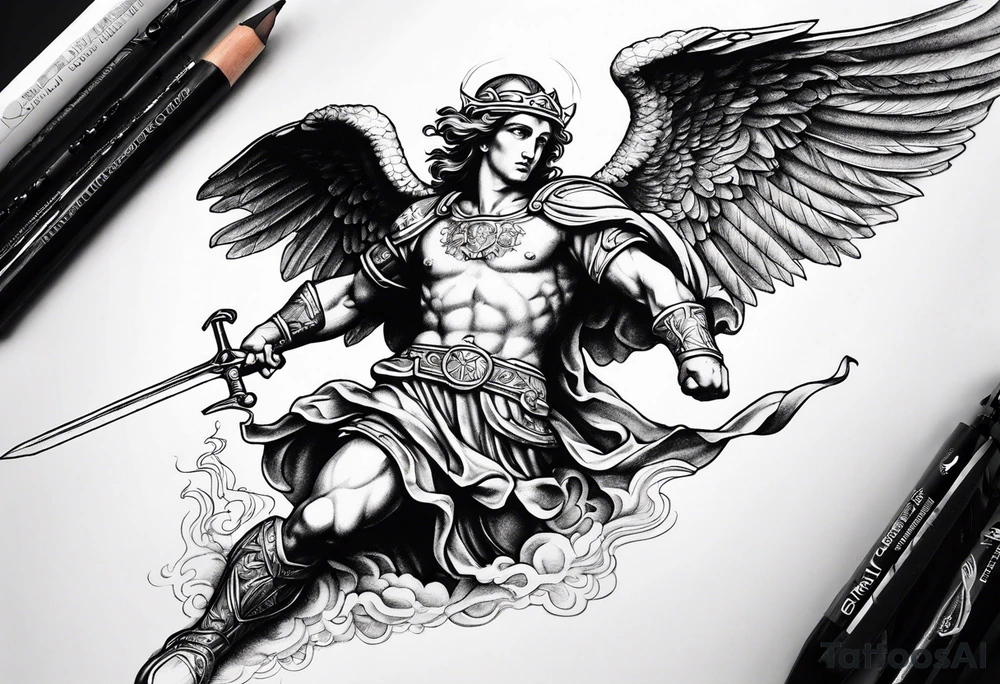 St Michael slaying the devil tattoo idea