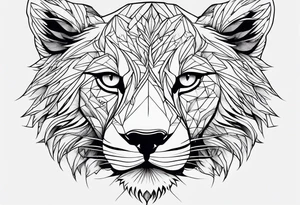 uma leoa, um leao e seus dois filhotes dentro de um retangulo tattoo idea
