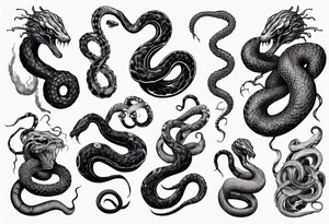 snake on lovecraft theme with tentacle tattoo idea